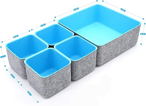 Miniatura 6 de Welaxy Organizadores de cajones de escritorio, juego de contenedores de almacenamiento para oficina en casa, soporte para lápices, soporte