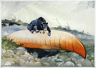 Bear and Canoe - Winslow Homer high quality hand-painted oil painting reproduction,watercolor into oil painting,big wild animal wall art,living room art
