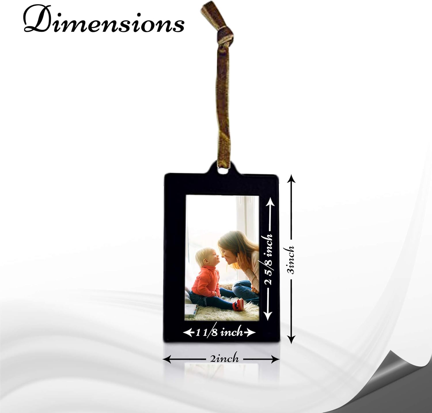 Klikel Christmas Picture Ornament Frame Set - Total of 16 Black Picture Frames 1.5x2.5 Inch Opening - 8 Vertical Frames and 8 Horizontal Frames - Family Tree Frame Additional Frames