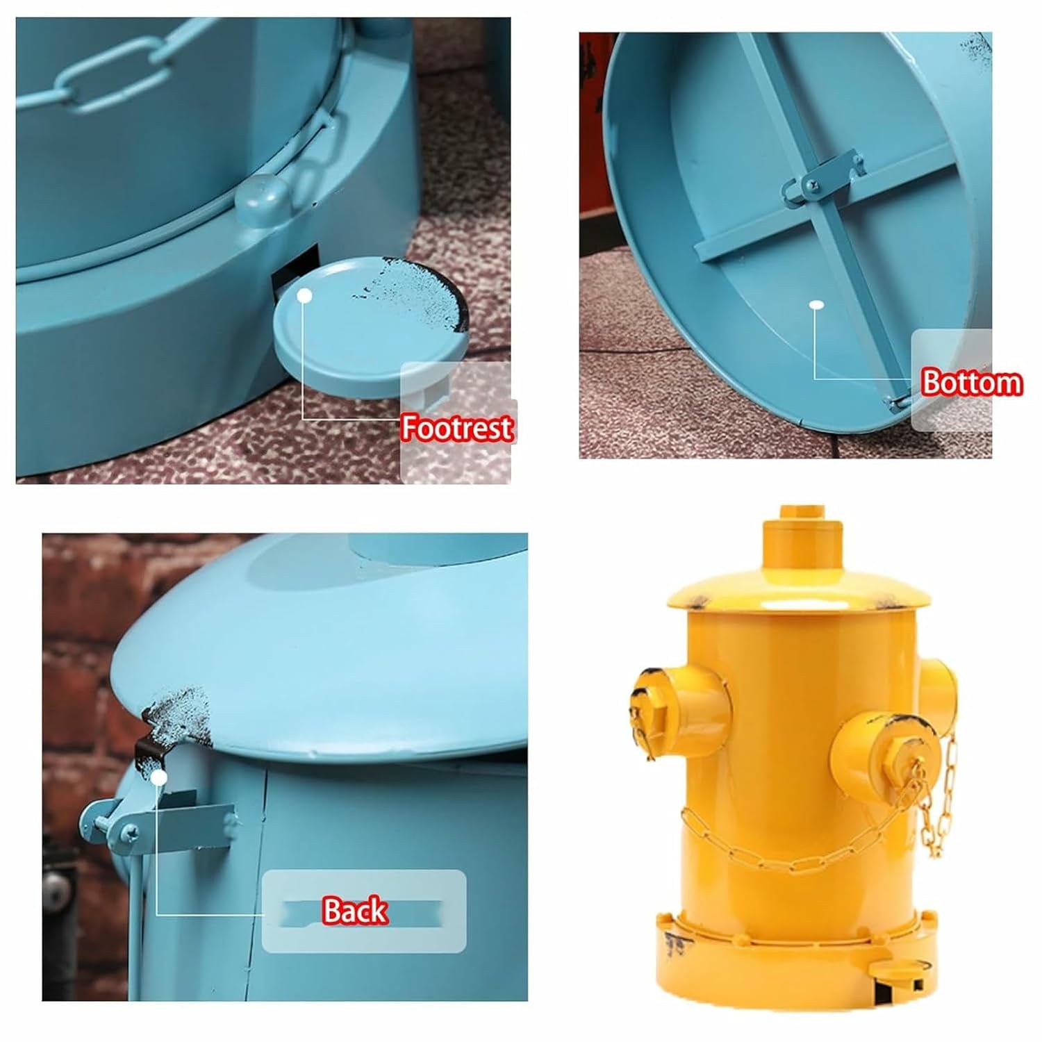 Creative Iron Art Pedal Fire Hydrant Trash Can,Individuality Industrial Wind Trash Can,Trash containers Outdoor