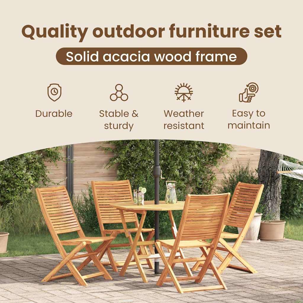 vidaXL Set da Pranzo per Giardino 5 pcs Marrone, Set da pranzo all'aperto, tavolo in acacia rustica, arredo giardino e terrazza, posti resistenti alle intemperie