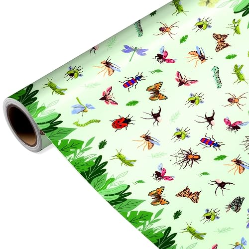 Pineraap Bug Wrapping Paper Roll, Garden Insect Gift Wrap, Spring