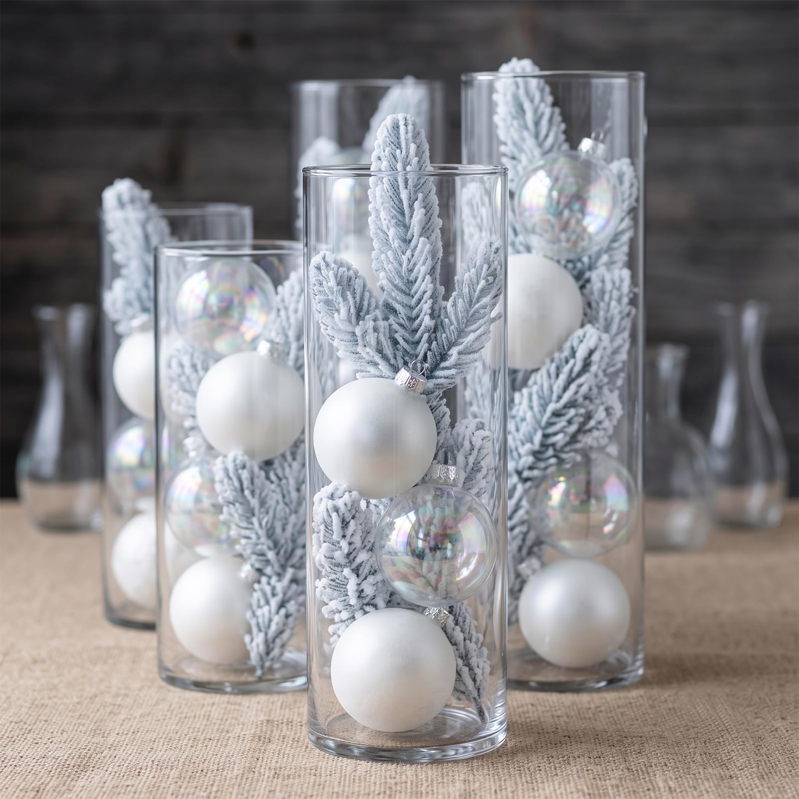 Hananona Lot de 50 branches de pin artificielles enneigées de 27 cm pour guirlande de Noël, couronne, bricolage et décoration d'intérieur (blanc)