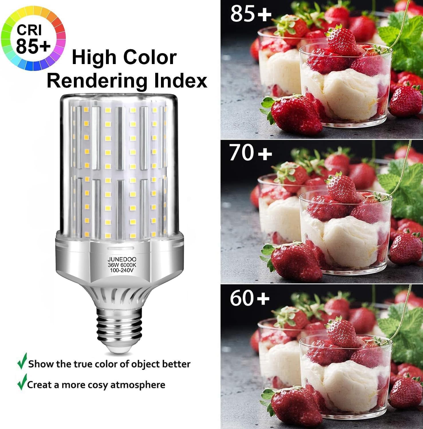 LED Garage Light Bulbs 36W,E26 Edison Screw Bulbs,6000K Daylight White,4000Lm,Pack of 2