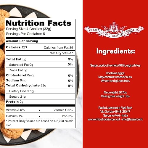 Miniatura 2 de Amaretti Chiostro di Sarrono Galletas crujientes  Snacks sin gluten  Lata de galletas italianas  Galletas gourmet tradicionales  Galletas de