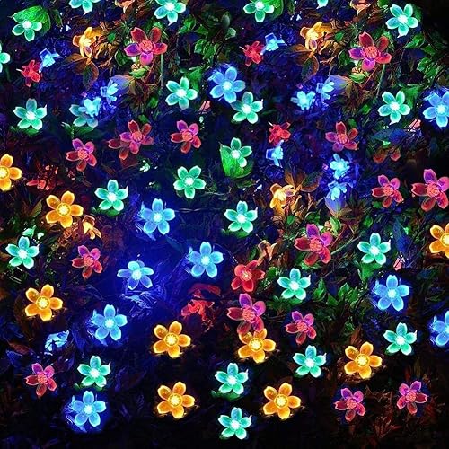 Miniatura 4 de FULLBELL Luces de flores para decoración de Navidad, 33 pies, 100 luces LED, 8 modos con función de memoria, tira de luces de flores extensibles