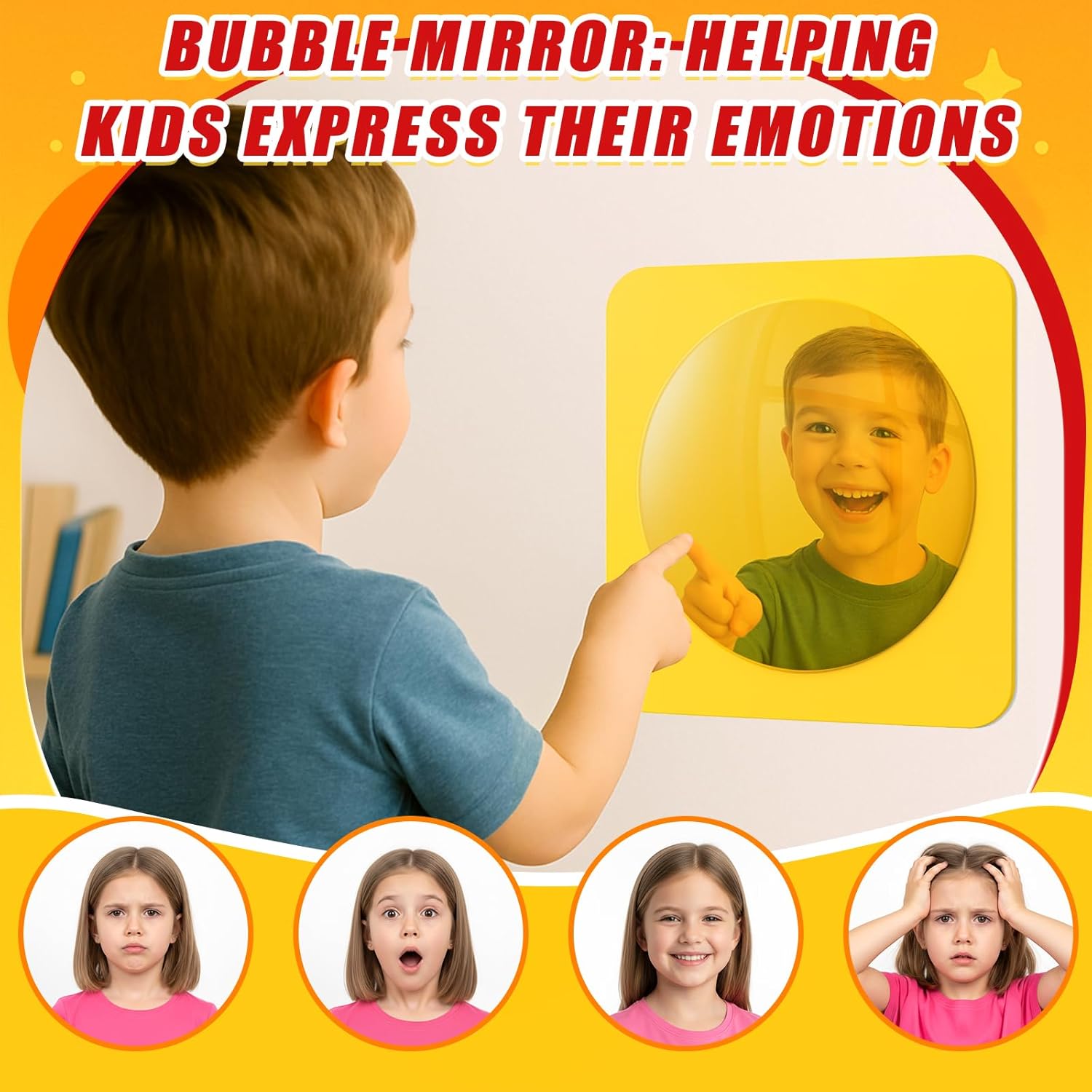 Tendiren 3PCS Sensory Bubble Wall Mirror, Acrylic Bubble Mirror for Classroom Calming Corner, Sensory Room Must Haves, Visual Tactile Stimulation Toys, Christmas Wall Decoration (10 x 10 Inch)