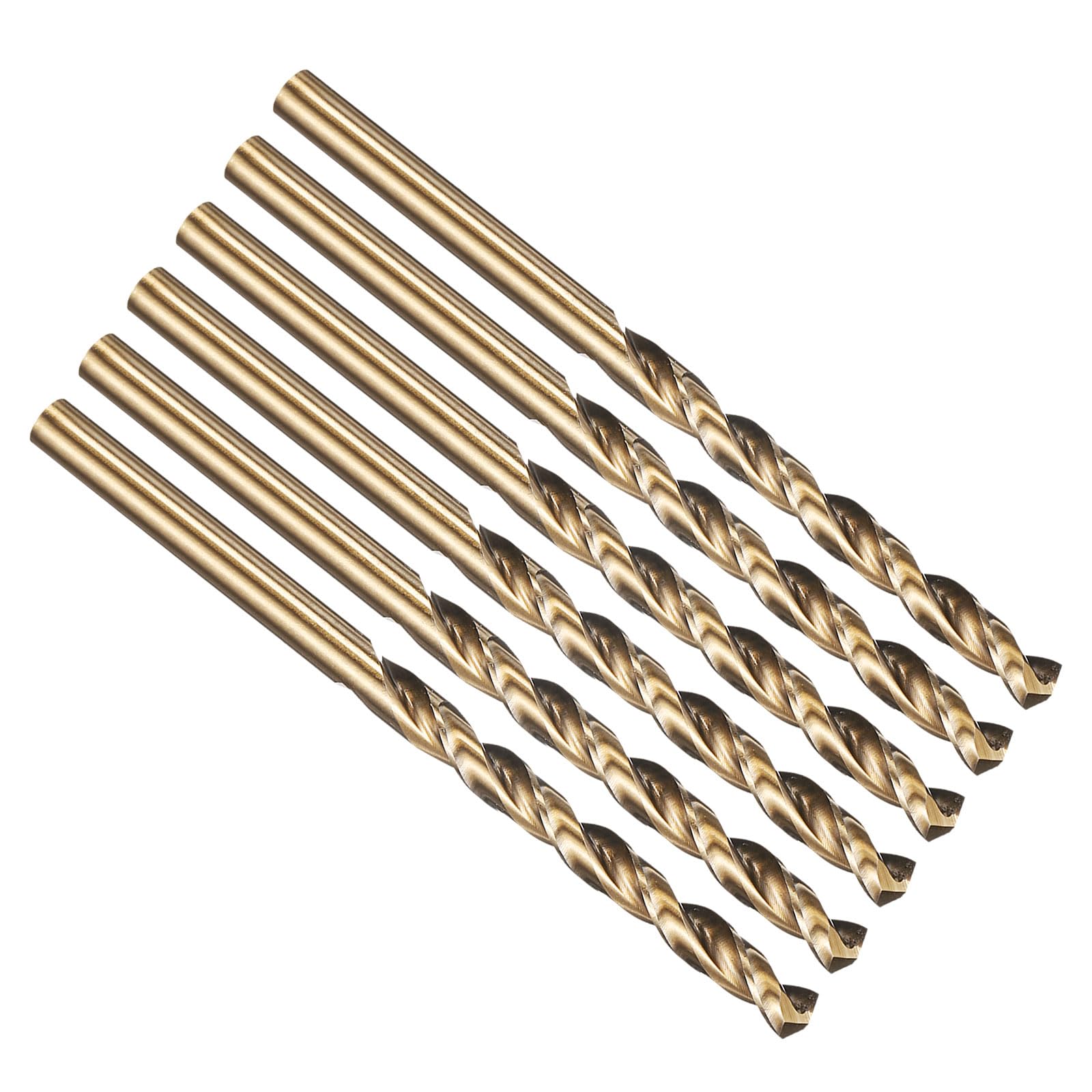 PATIKIL 4mm Drill Bit, M42 8% Cobalt High-Speed Steel Jobber Straight Shank 135° Gold Finish for Hard Metal High-temperature Titanium Alloy - 6 Pack — image 1
