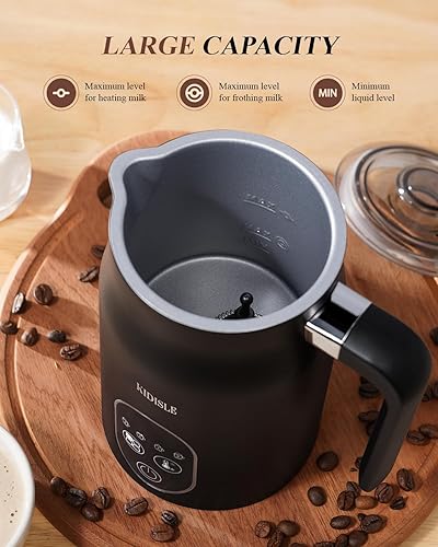 Miniatura 6 de KIDISLE Espumador de leche 4 en 1, vaporizador de leche eléctrico con control de temperatura, máquina automática de espuma fría y cálida para café,