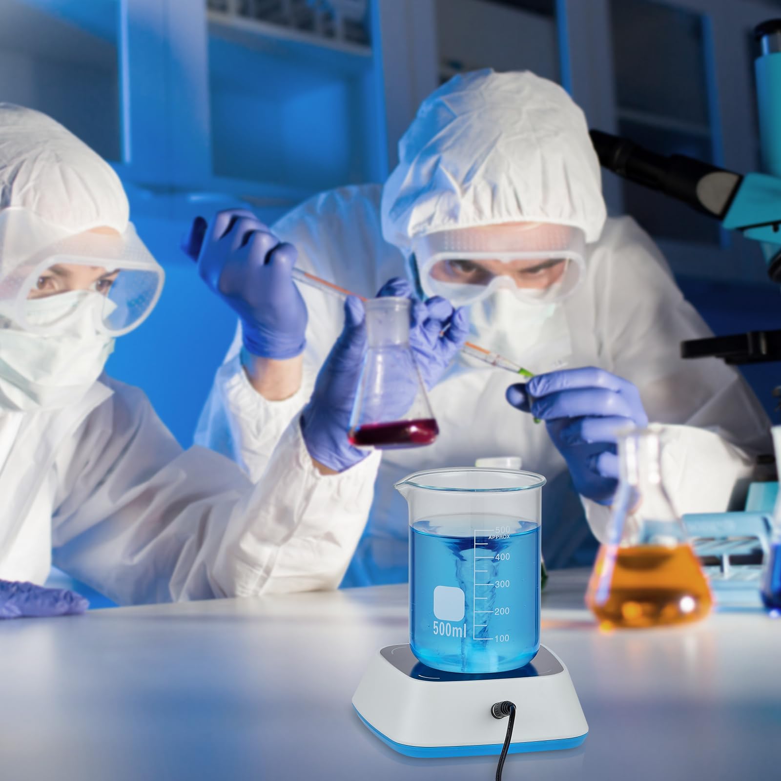 VEVOR Agitateur Magnétique 0-2000 tr/min 3000 mL Mélangeur Magnétique à Plaque Vitesse d'Agitation Réglable Agitateur de Laboratoire avec Barre d'Agitation pour Recherche Étude Expérience École Labo
