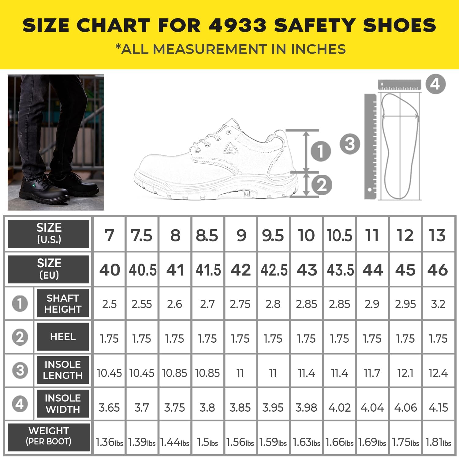 Tiger Safety CSA Men's Steel Toe Leather Work Safety Shoes 4933 - Image 6