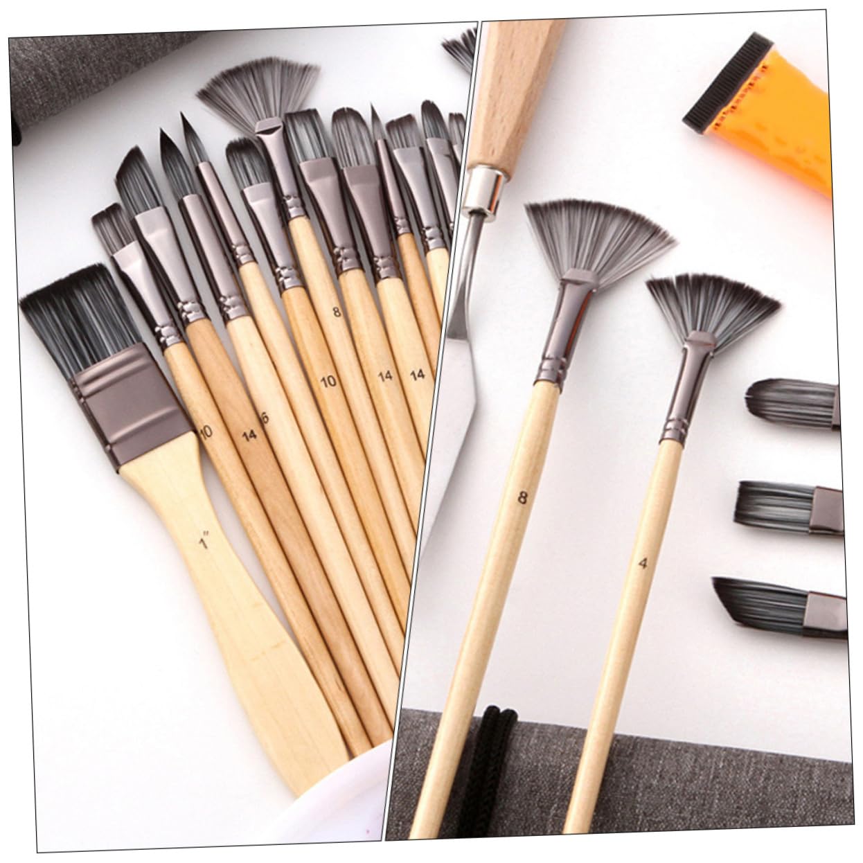 PLAFOPE 24stücke Pinselset Zum Malen Mit Nylon Haar Für Aquarell Ölmalerei Gouachemalerei Acrylmalerei Nagellack Gesichtsbemalung Detailpinsel-Set Für Künstler Und Bastelbedarf