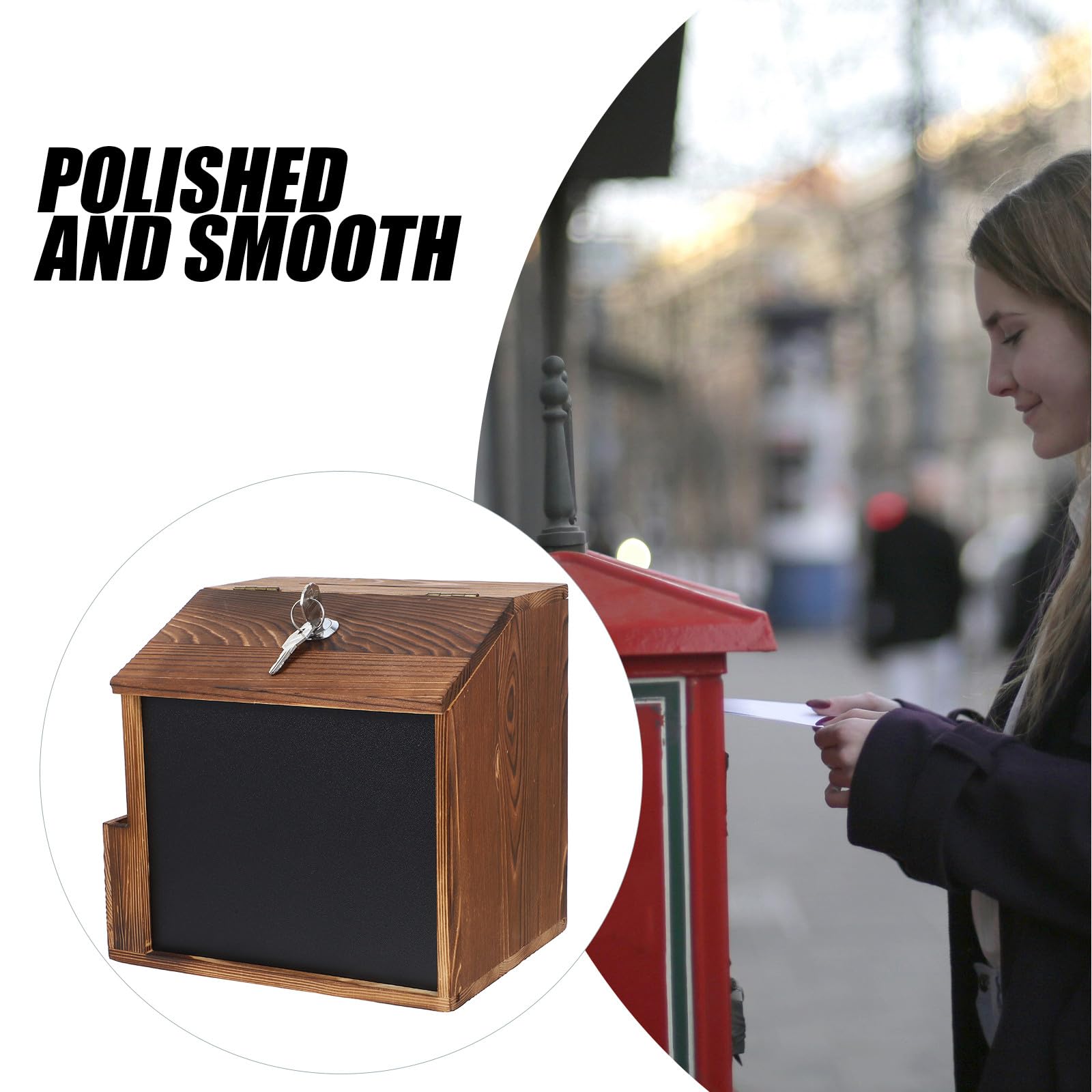 Caja de Donaciones de Madera y Superficie Pizarra con Cerradura Buzón de Pared Incluye Tornillos para Montaje para Sugerencias y Propinas en Restaurantes
