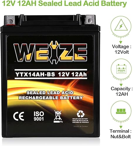 Miniatura 74 de Weize YTZ10S-BS - Batería de motocicleta AGM sellada de alto rendimiento, sin mantenimiento, compatible con Yamaha Honda