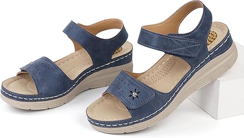 Miniatura 4 de JABASIC Sandalias cómodas para mujer, sandalias ortopédicas para caminar, sandalias ortopédicas con soporte para el arco