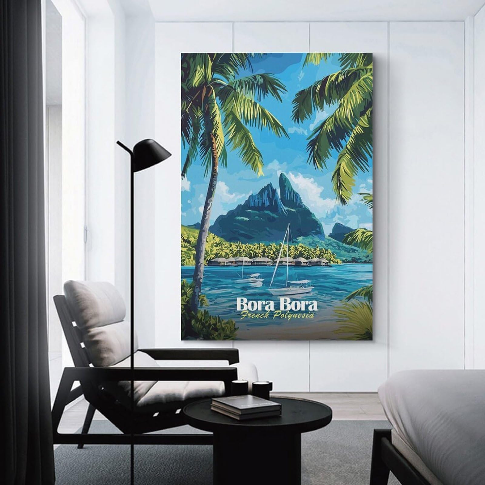 Junmoney Unframe-Style-17 Bora Bora Tropical Paradise Wall Art Print 16X24inch(40X60cm), For Hallway, Entryway Or Landing, A Neat Decor Update For Hallways, For Everyday Interiors