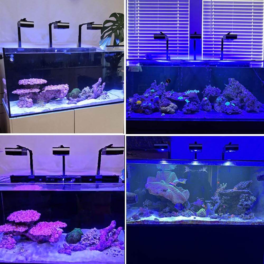 PopBloom 3X RL90 WiFi Luces para acuarios marinos de arrecife Iluminación LED de espectro completo para acuarios de agua salada 120 cm 150 cm Corales SPS y LPS, así como corales blandos