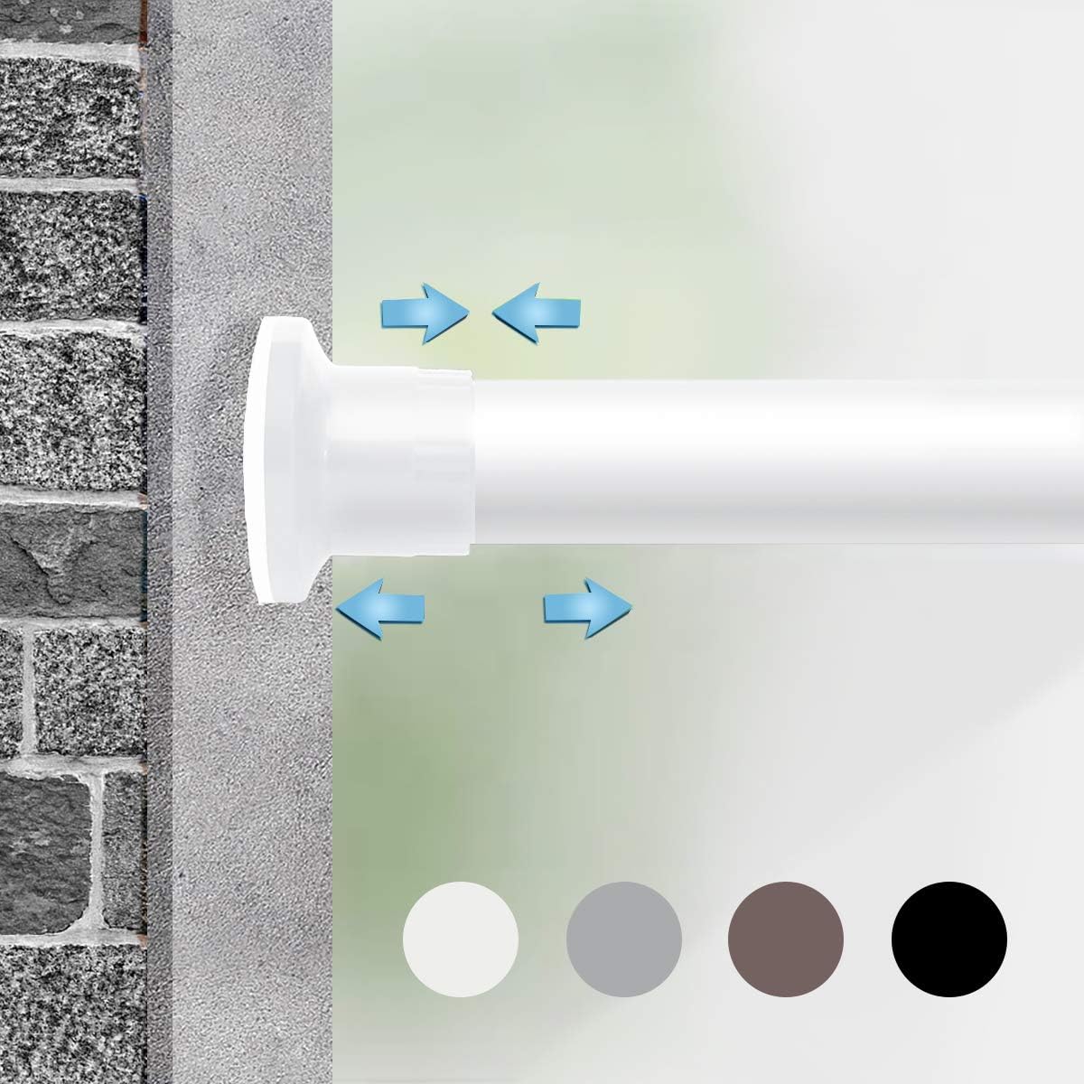 Moyeno Shower Curtain Rod Tension Rod Adjustable, No Drill Window Curtain Rod, Tension Curtain Rod Expandable Room Divider Blackout, Extra Long for Outdoor, Living Room - Black - 28-43 Inches: Home & Kitchen