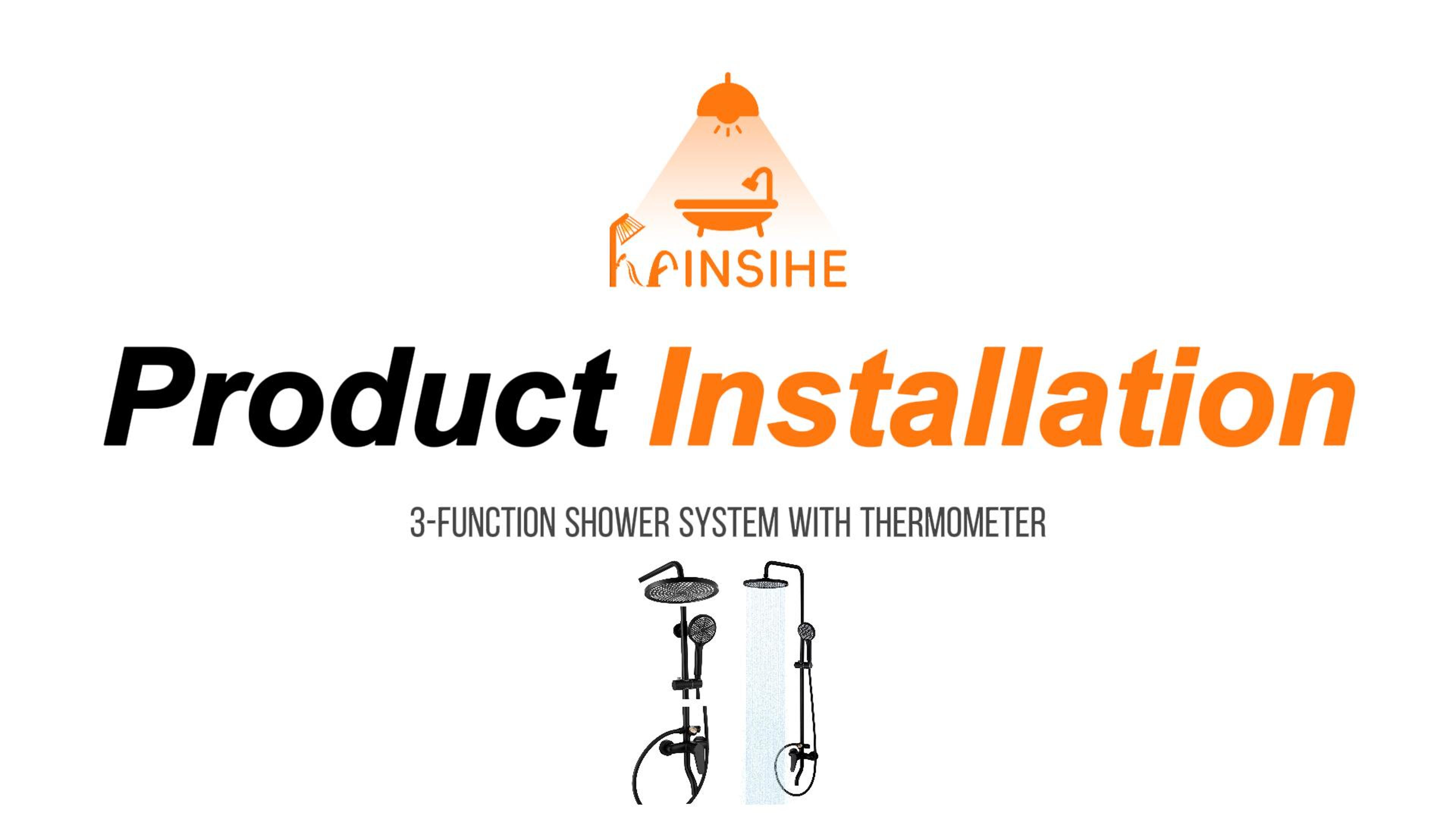 Kit de ducha exterior con sistema de ducha expuesto, válvula de latón con termómetro de dial, cabezal de ducha tipo lluvia de 10'' y combinación de ducha de mano - Negro para montaje en pared miniatura 7