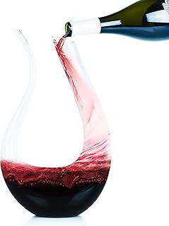 Galashield Wine Decanter, 100% Hand Blown Lead-free Crystal Glass Red Wine Carafe U Shape Wine Aerator
