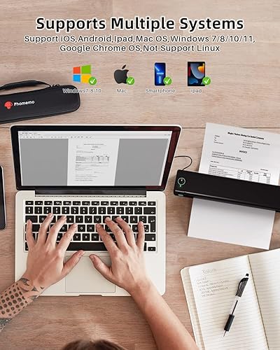 Miniatura 2 de Phomemo Impresora portátil  Papel térmico plegable inalámbrico y de letras estadounidenses, tamaño 8.5 x 11 pulgadas, 100 hojas y funda, impresora