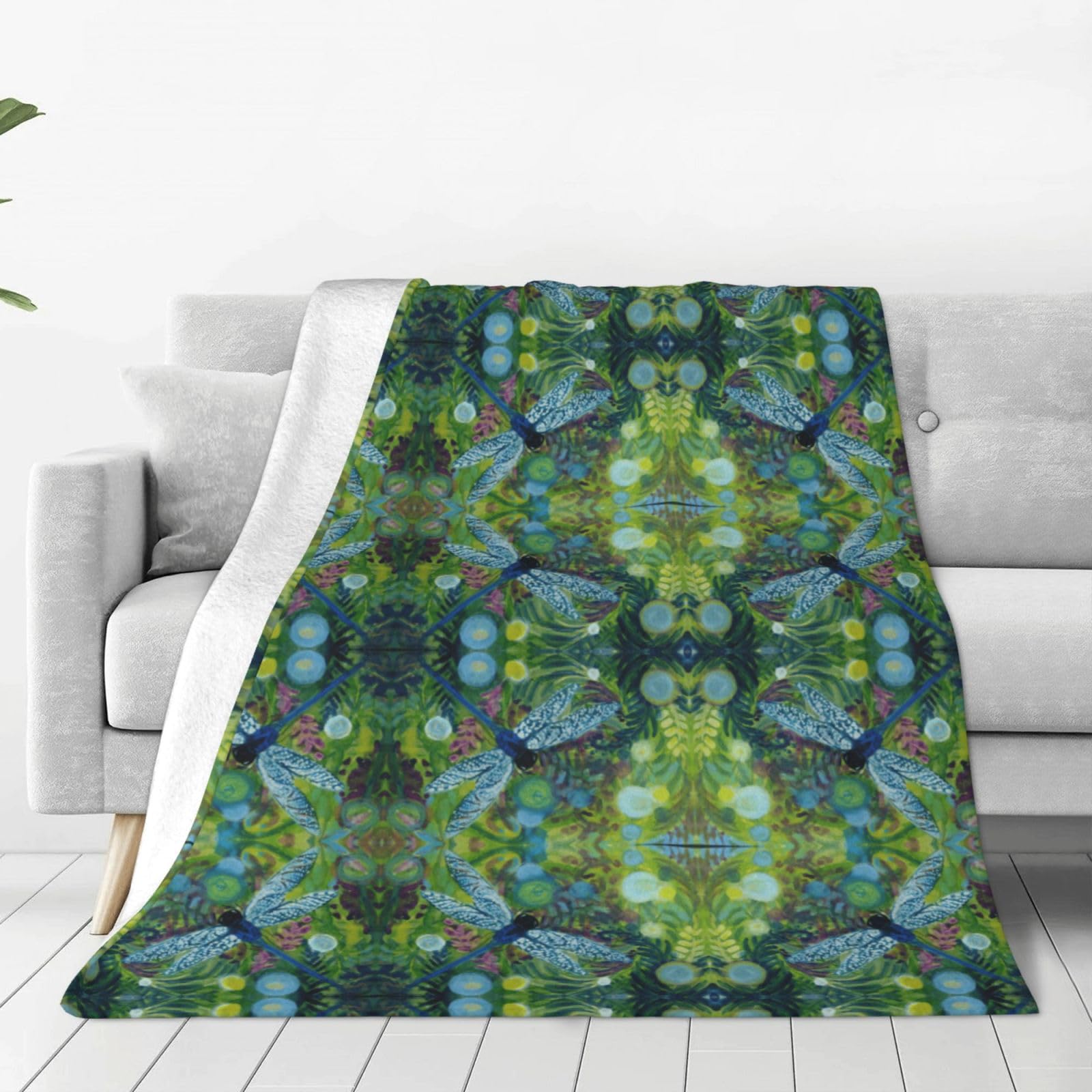 Plaid en micro-polaire libellule pour des soirées cocooning au salon