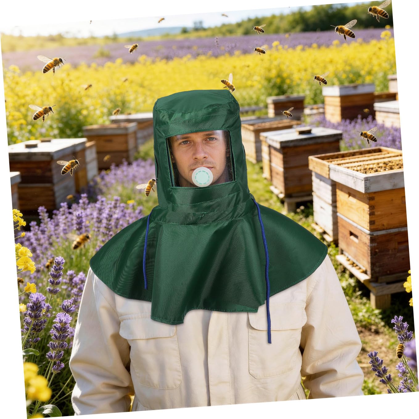 LIFKOME Sandblasting Hood Lightweight Breathable Protective Mask for Dust and Abrasive Work Comfortable Lens with Canvas for Grinding Polishing and Mild