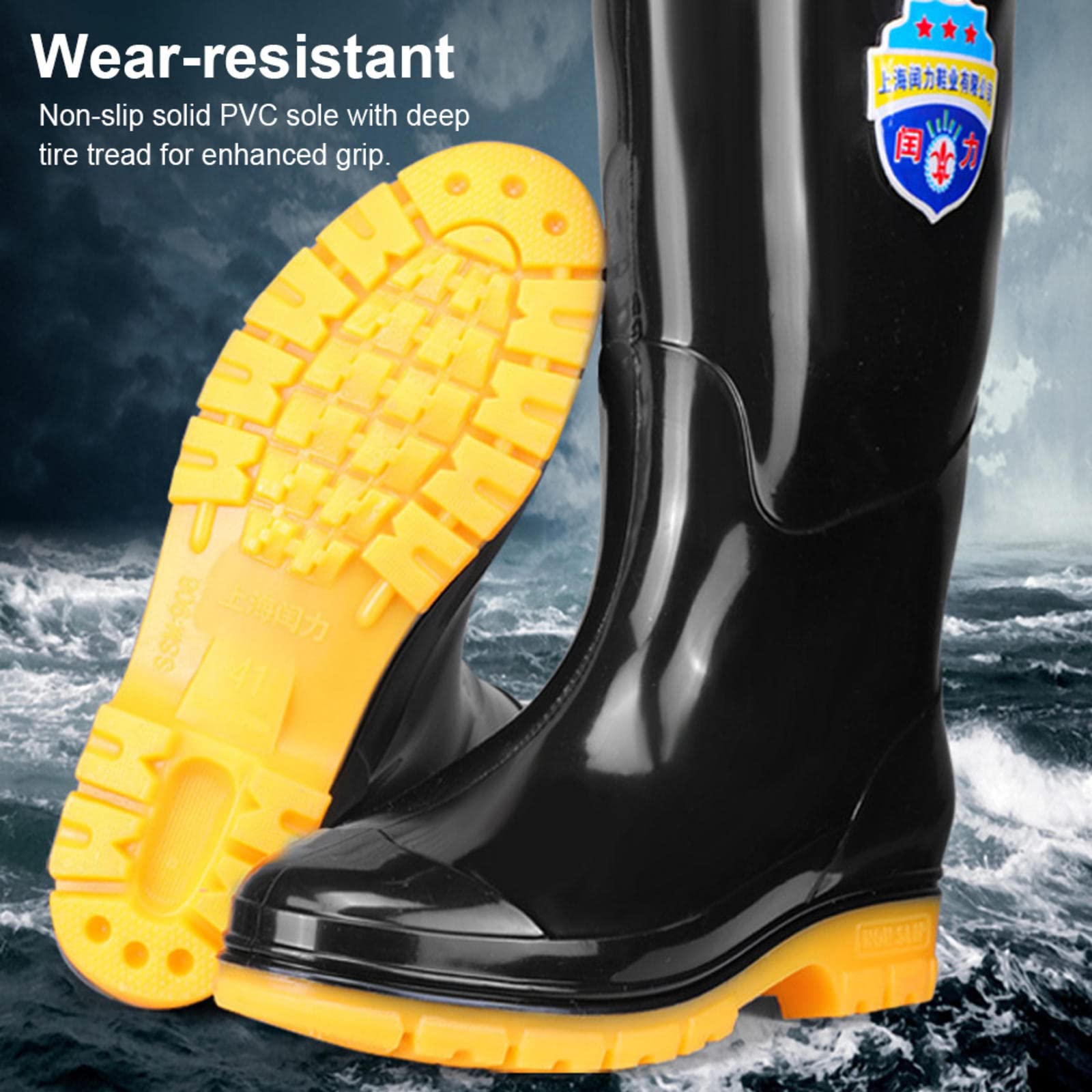 NALSA Stivali Wellington Impermeabili, Stivali in Gomma Antiscivolo industriali e da Costruzione, Scarpe da Lavoro Isolate di Sicurezza a Cilindro Medio 46-50EU,29cm-50EU