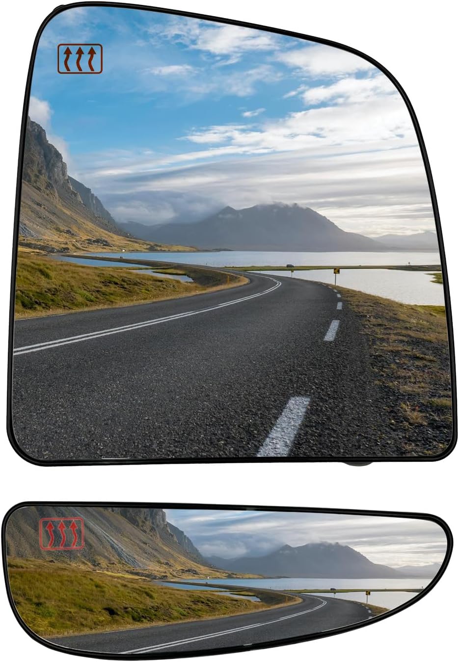 Passenger Right Side Upper and Lower Extension Long Arm Mirror Heated Convex Glass with Rear Holder for Ram ProMaster 1500 2500 3500 for 2010-2023