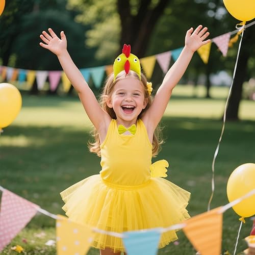 Miniatura 9 de 4 piezas de disfraz de animal de gallo pollo, diadema de pollo, pajarita, cola tutú, disfraz de Halloween para niños
