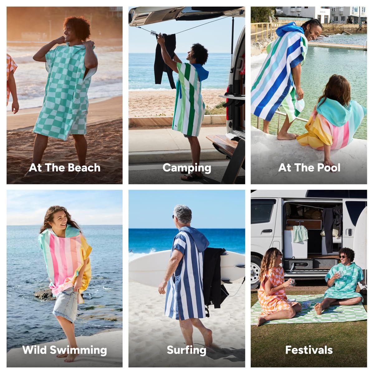 Dock & Bay Adult Beach Poncho, Hooded Towel with Deep Pockets, for Beach & Pool, Super Absorbent, Quick Dry, Check Mate - Image 4