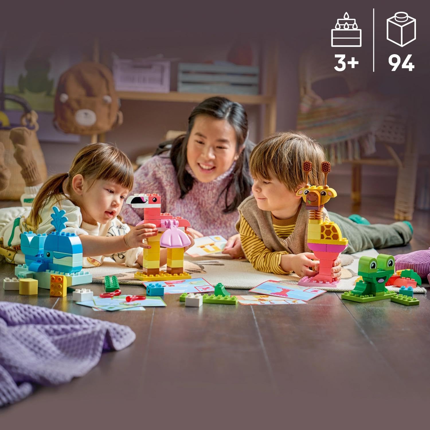 LEGO DUPLO Gioco di Costruzione degli Animali - Giochi Didattici per la Classificazione dei Colori - Set Montessori con Personaggi e Carte - Regalo di Compleanno per Bambini e Bambine da 3 Anni 10472