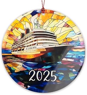 Cruise Ship Ornament, Travel Christmas Ornaments 2025, Family Vacation Keepsake Ornament Gift for Cruise Lover, Hanging Christmas Tree Decor for Travelers, Holiday Keepsake for Ocean Adventure Fans