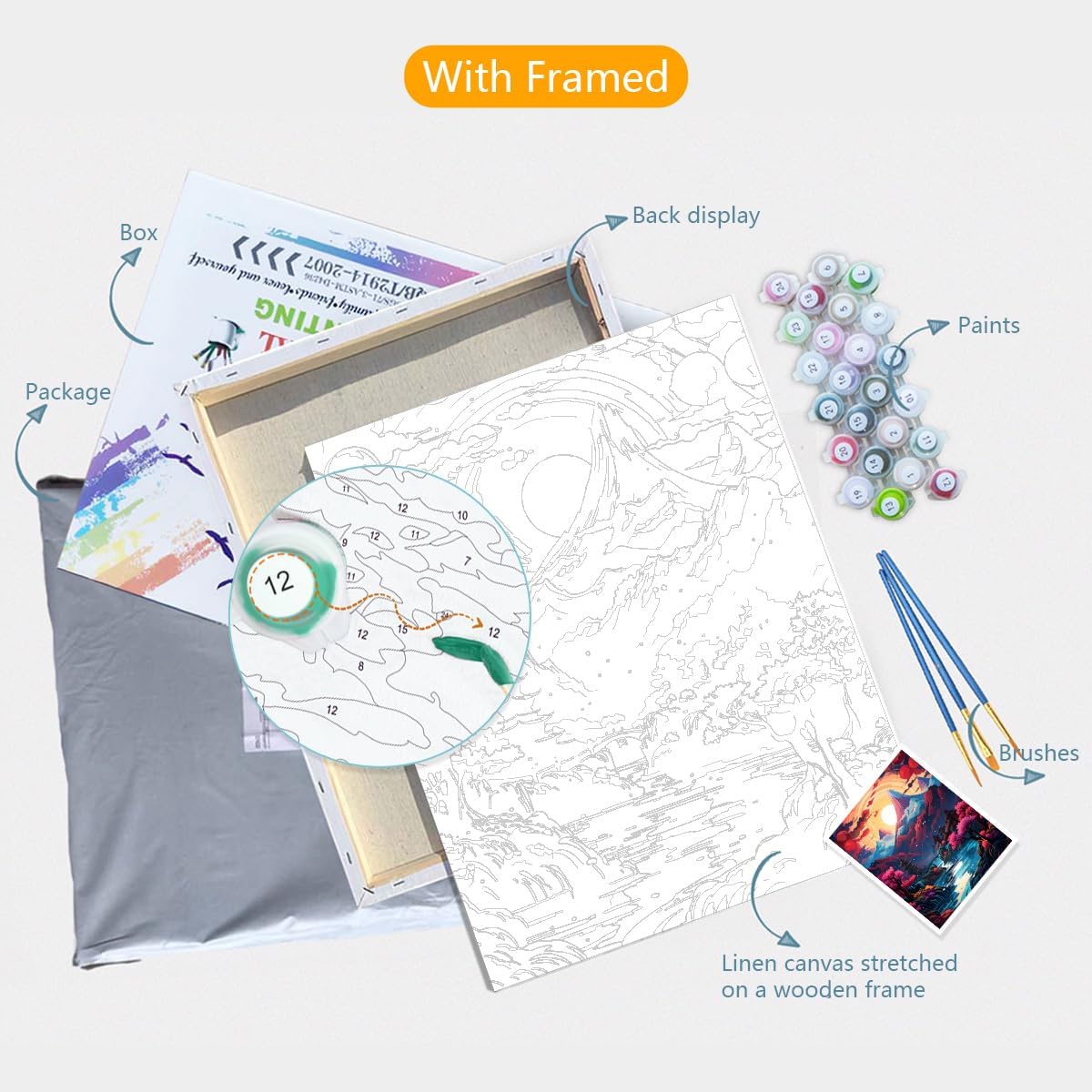 TANGFEIY Painting Kits Canvas Landscape Paints Acrylic Oil Painting for Kids Painting Kit with Brushes Picture for Home Wall Decoration Gifts Without Frame (40x50cm)