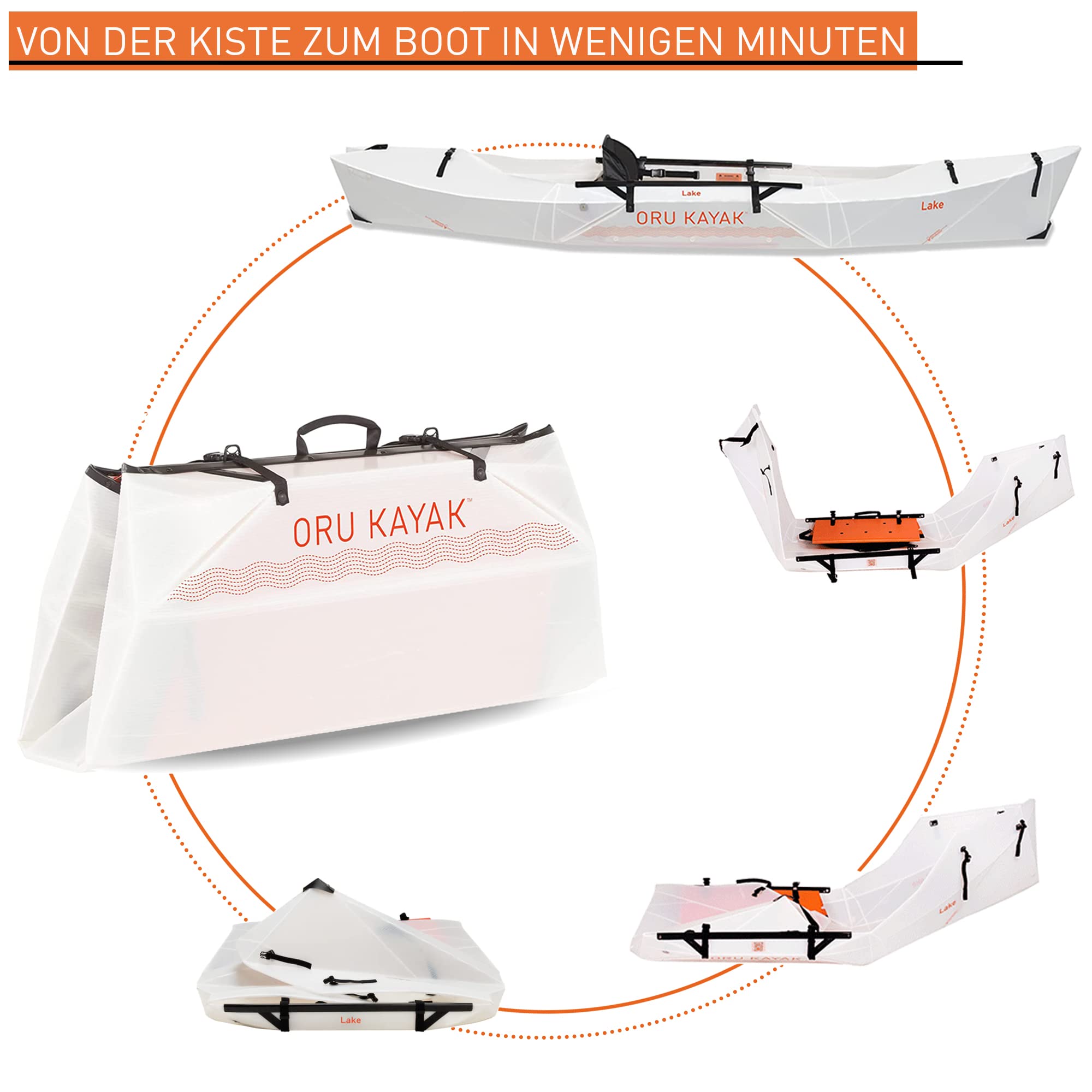 Oru Kayak Faltbares Kajak Lake | Stabil, faltbar, langlebig, leicht - Anfänger, Intermediär - Freizeitpaddeln auf Seen und Flüssen - Kapazität: 113 kg, Größe (aufgebaut): 274 x 81 cm, 7,7 kg