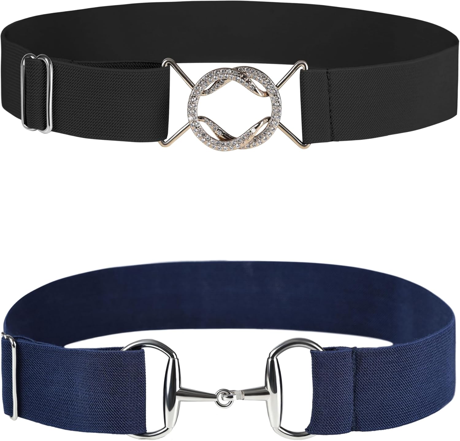 Harrison Howard Women’s Elastic Equestrian Horse Riding Belt 2-Pack with Flat Buckle, Adjustable Riding Belts