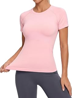 beautyin Seamless Workout Tops for Women Short Sleeve Athletic Shirts