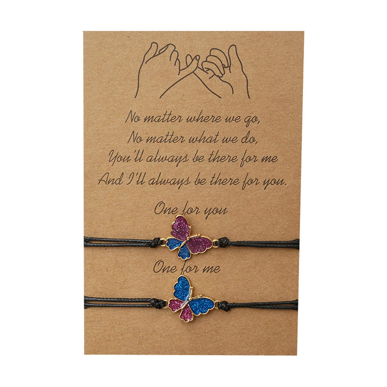 El Regalo 2 Pcs Pinky Promise Bracelet Set with Wish Card Long Distance Matching Friendship Handmade BFF for Boyfriend Girlfriend Couple Sisters Lovers Adjustable Jewelry (B08JLLGGMD) Amazon Price History, Amazon Price Tracker