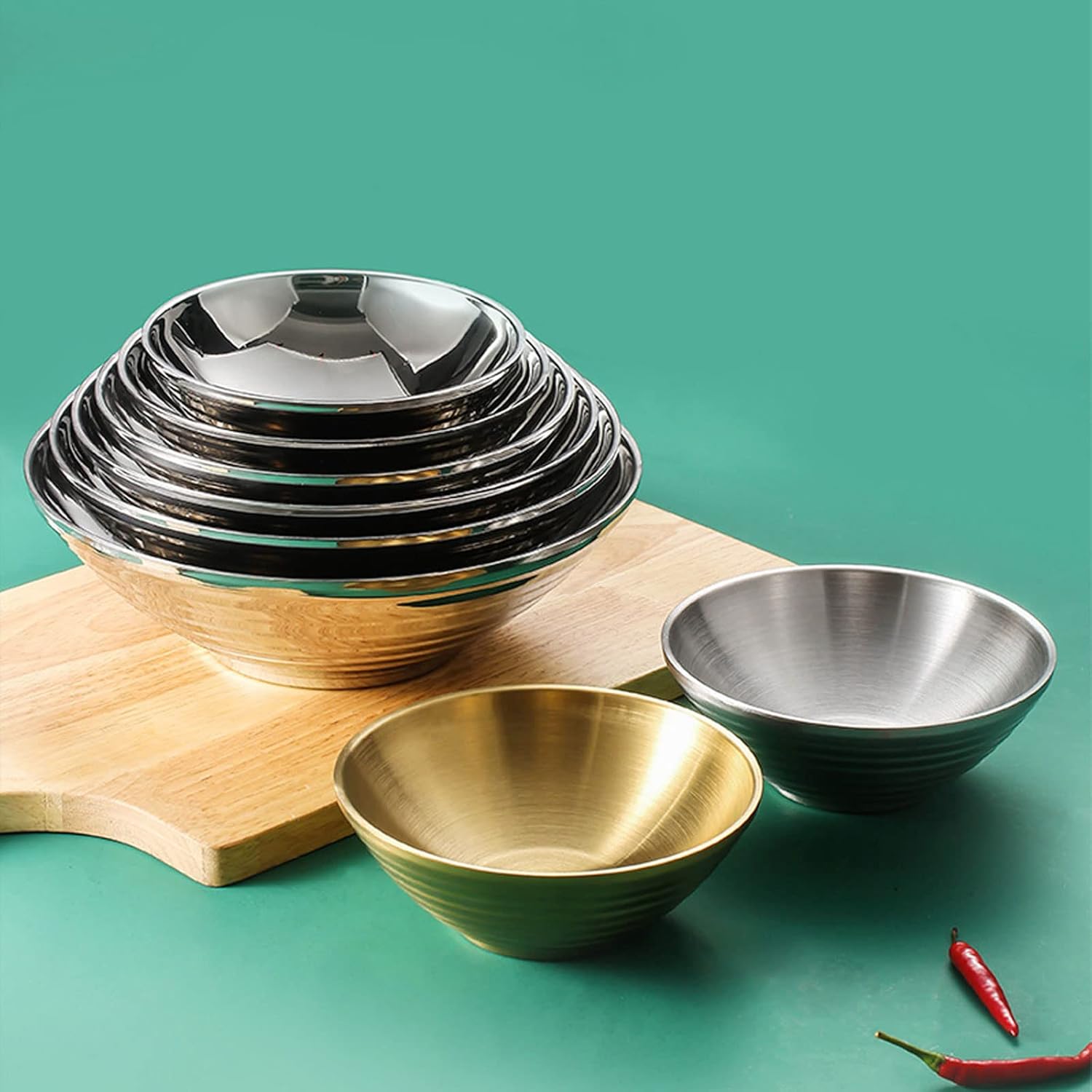 麺鉢 ラーメン碗 304ステンレス鋼製 切立型 真空断熱 二重デザイン ラーメン 耐熱 蕎麦 飯碗 めし碗 ボウル 汁椀 茶碗 どん