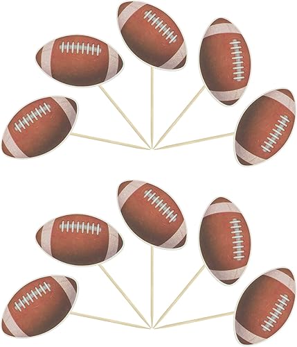 Miniatura 3 de Gyufise 36 piezas de decoración de cupcakes de fútbol americano, pelota de rugby, selecciones de cupcakes, pelota deportiva, decoración de pasteles