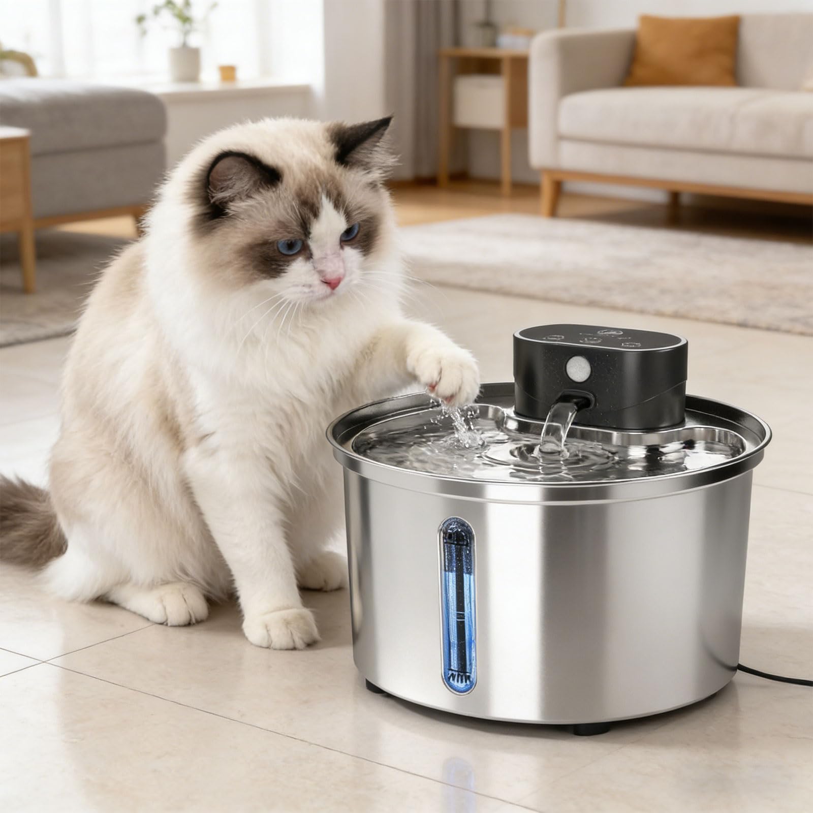 Filtro a più strati automatico a molla d'acqua per il gatto 3.2L ricaricabile efficacemente impurità dei capelli odori fornendo pulito pulito silenzioso