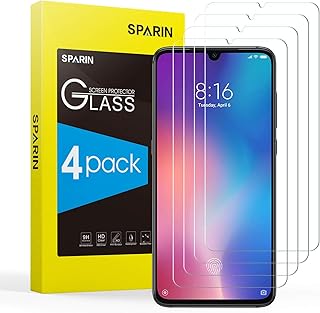 SPARIN [4-Pack] Protector Pantalla XiaoMi Mi 9, Cristal Templado XiaoMi Mi 9, Vidrio Templado con [Alta Definici?n] [9H Dureza] [Sin Burbujas] [Anti-Huella] [2.5D Borde Redondo]