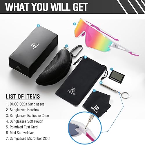 Miniatura 6 de DUCO Gafas de sol polarizadas para béisbol, ligeras, TR90, marco UV400, deportes, ciclismo, para hombres y mujeres