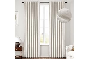 inovaday Blackout Curtains, 2-Panel Linen Textured 96"