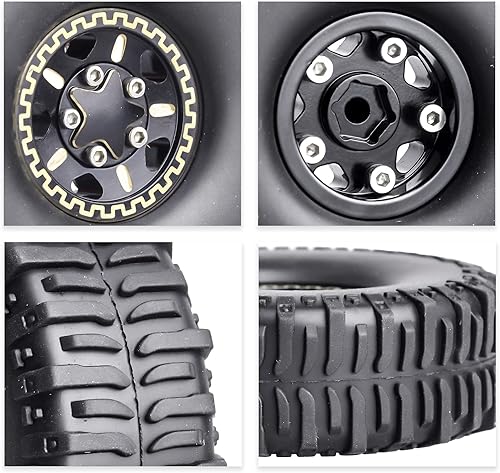 Miniatura 10 de Hobbypark Ruedas y neumáticos Beadlock de latón 1.0 para TRX4M actualizaciones Axial SCX24 124 RC Crawler piezas de repuesto, juego de 4 (tipo A)