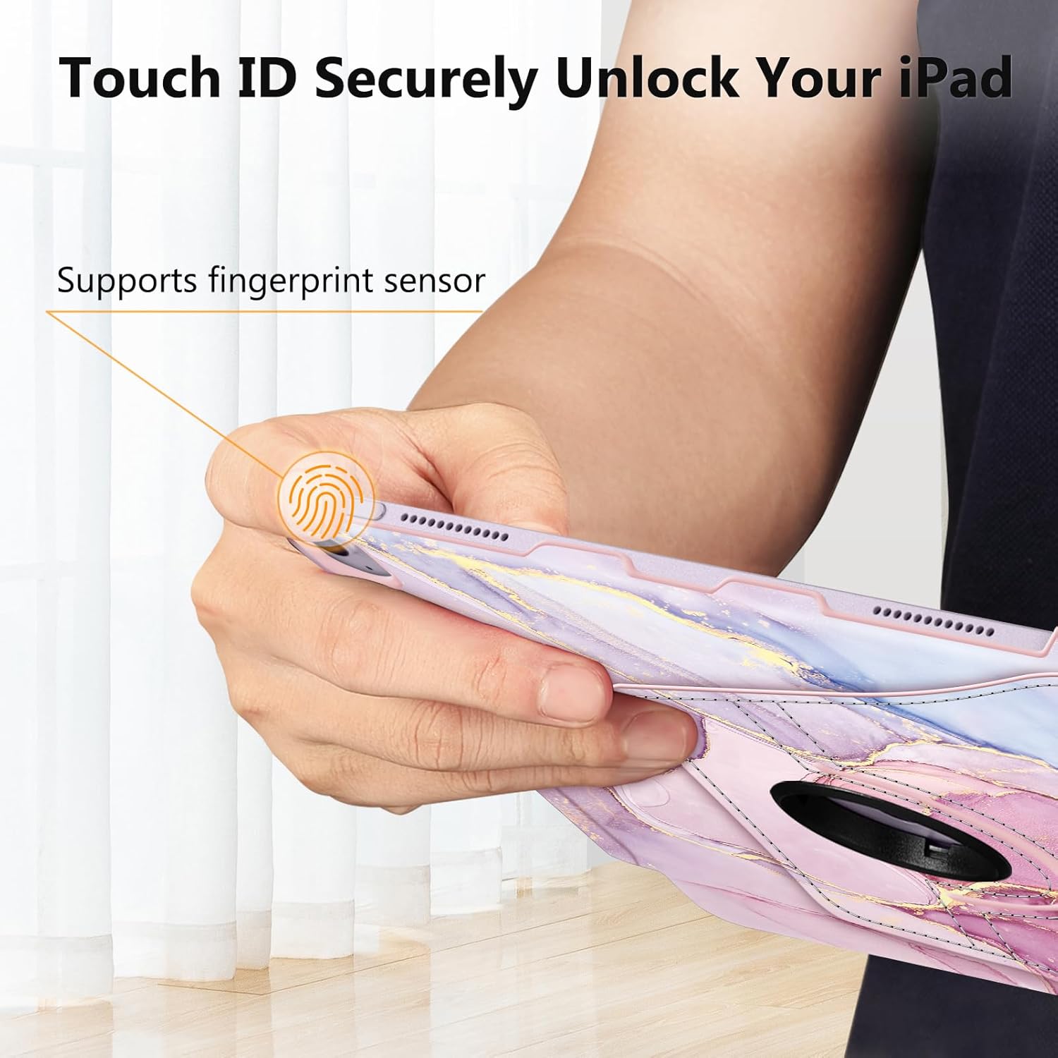 Image showing access to the Touch ID fingerprint sensor on the iPad while in the case.