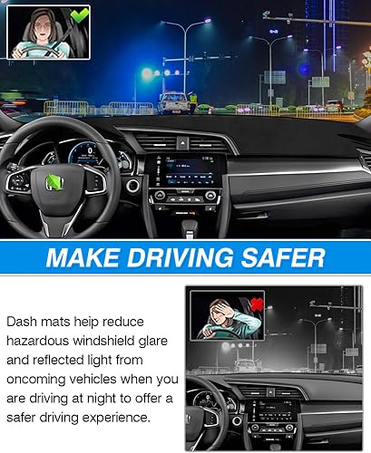 Miniatura 7 de Cartist Cubierta de tablero para Honda Civic Coupé SedánHatchback 2016-2021 cubierta de tablero para accesorios cívicos antideslizante alfombra