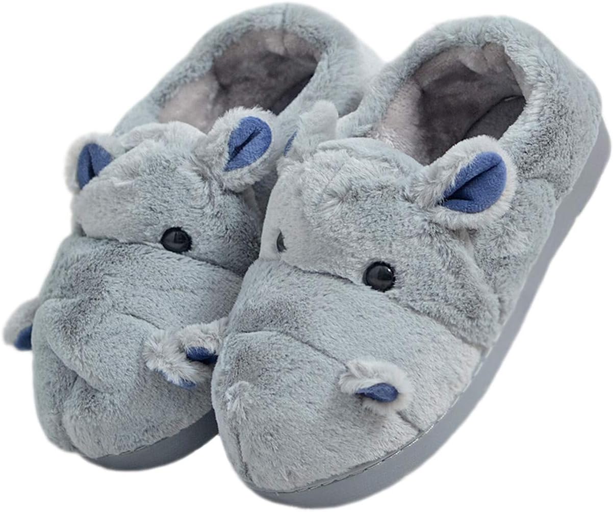 Hippo Animal Slippers for Adults & Kids - Cozy Cotton Comfort