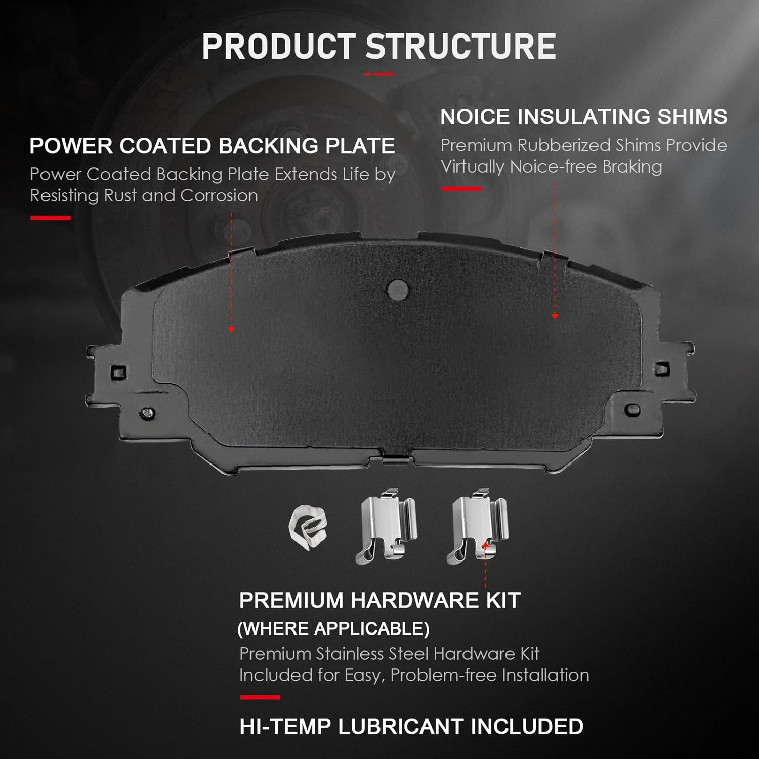 cciyu D1210 Front Ceramic Brake Pads Kits 4pcs fit For 10-12 For Lexus HS250h,09-10 For Pontiac Vibe,08-15 For Scion xB,08-14 For Scion xD,For Toyota Corolla,Matrix,Prius V,For RAV4