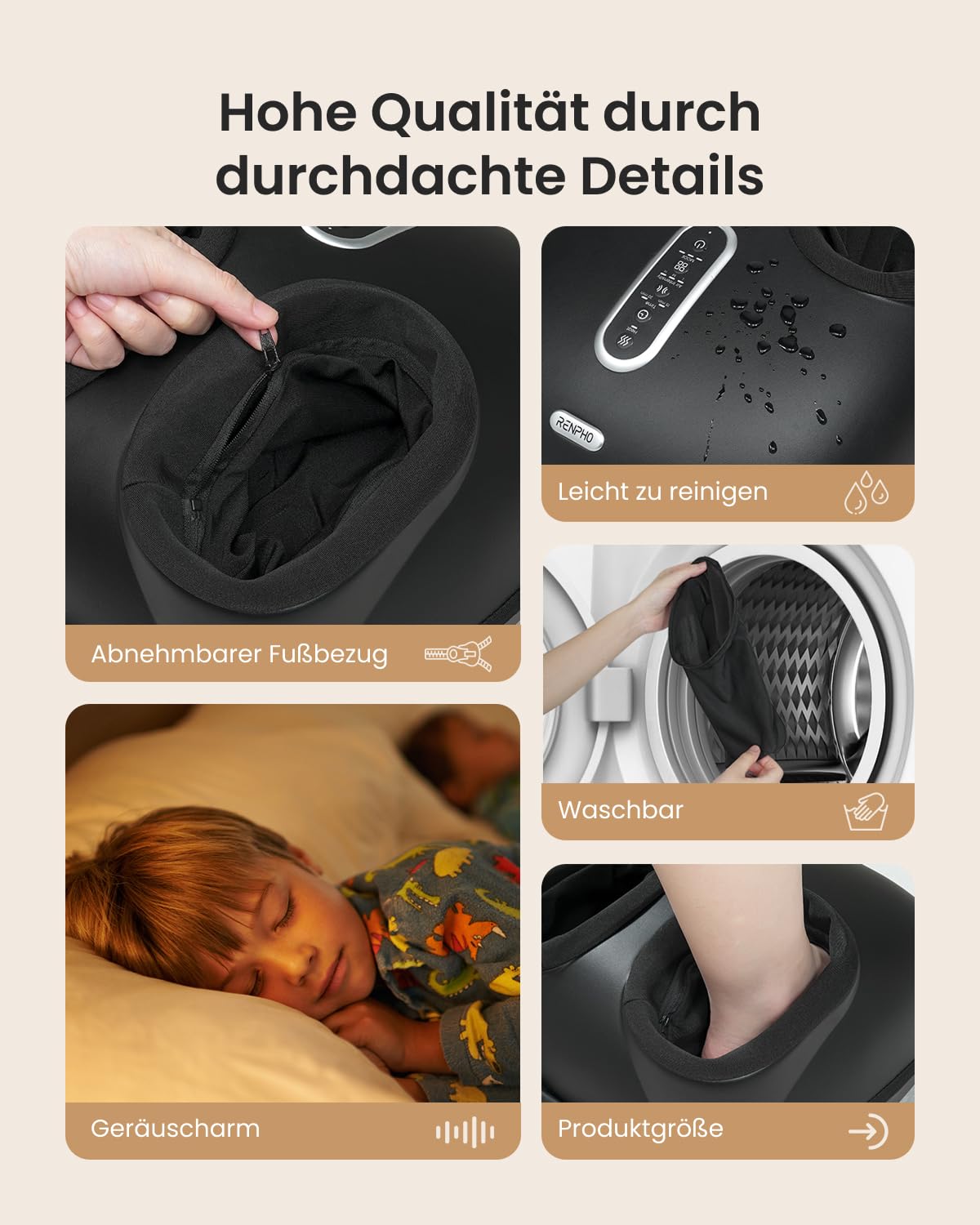 RENPHO Fußmassagegerät mit wohltuender Wärme, Shiatsu Fussmassagegerät | Flexibles Soft-Material, Shiatsu für Zehen und Fußgewölbe, 3 Luftdruck und Knetstufen, Fernbedienung, Geschenke für Frauen
